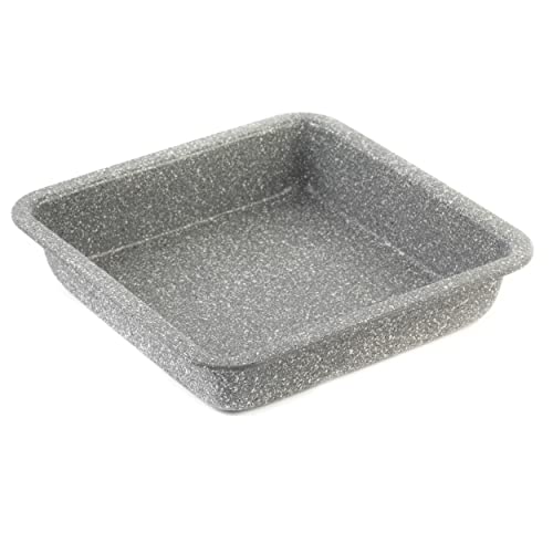 Salter BW02780 Quadratische Kuchenform - 23 cm Brownie-Backform, leicht zu reinigen Antihaftbeschichtung, Kohlenstoffstahl Ofenblech, PFOA-frei Backblech, für Kuchen, Lasagne, Marblestone, Grau