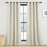 KGORGE Verdunklungsvorhänge Beige Gardinen Blickdicht Thermogardine Kälteschutz 2er Set 245 x 140 cm(HxB) Wärmeisolierende Vorhänge mit Ösen Black Out Curtains for Living Room, Hellbeige