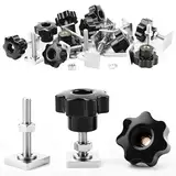 SWTYExt 4 Sets T-Nut Adapter Kompatibel für Thule Dachbox Halterung mit T Nutensteine M6x35mm und Sterngriffmutter M6 Unterlegscheiben Muttern für Fahrradträger Relingträger Dachträger 20x20mm