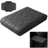 KBIBCK Leather Car Armrest Box Pad, Mittelkonsole Abdeckung, Auto Armlehnen Polster, Memory Foam Leder Armlehne Abdeckung, Auto Mittelkonsole Pad für SUV/LKW/Fahrzeug Armlehne Matte (Schwarz)