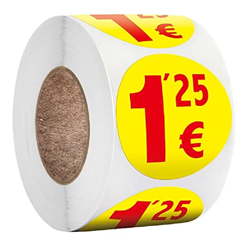 500 Stück Garagenverkauf Rummage Preisetiketten 1,25/1,5 Euro Preise rund Preisaufkleber für Flohmarkt Geschäft Garage Verkaufspreis Aufkleber