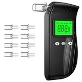Pohicoo Alkoholtester Polizeigenau, Aufladbarer Promillemessgerät mit Digitaler Blauer LCD-Anzeige, Tragbarer Alkomat mit 10 Mundstücke, Alcohol Tester für Privaten Professionellen Gebrauch zu Hause