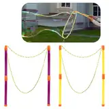 Riesenseifenblasen,2 Paar Seifenblasen Groß,Teleskopische Entwurfs Seifenblasen Stab,Einfache Tragen Riesenseifenblasen Set für Kinder Erwachsene Outdoor Spielzeug Gartenspielzeug