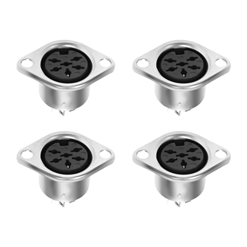 XMSJSIY MIDI 6Pin DIN Panel Mount Buchse Jack Socket Audio Verbinder Ersatz Reparatur Audio Elektronik Metall Chassis Stecker für Audio-Video Ausrüstung - 4PCS (DIN 6 Pin)