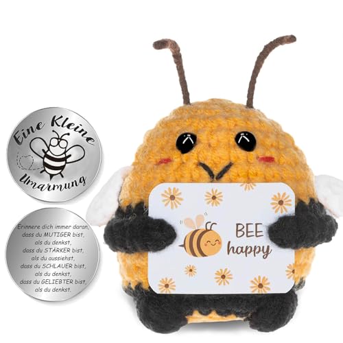 boluoboluomi Pocket Hug Biene Glücksbringer Geschenke，Funny Positive Bee,Emotional Positive Kartoffelalternativen, Pocket Hug Ermutigungsgeschenke für Familie, Freunde und Klassenkameraden.