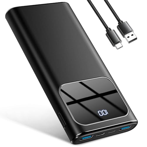 Power Bank, 10000mAh PowerBank Schnellladung mit USB-C Input & Output Externer Akku, Tragbare Ladegerät LED-Anzeige für iPhone 15/14/13/12/Pro/Pro Max