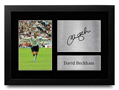 HWC Trading David Beckham England Gifts gedrucktes Autogramm für Fans und Fans, A4, gerahmt