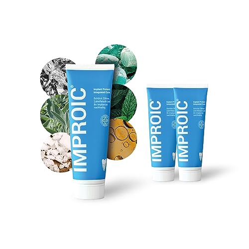 IMPROIC Zahncreme für Zahnimplantate (3er Pack) | Mit medizinischem Mikrosilber & funktionalen Naturstoffen | Schützt Zähne und Zahnimplantate effektiv für Entzündungen