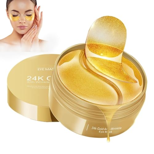 Augenpads, Eye Pads Gegen Augenringe Entfernen Augenmaske Eye Patches Männer Hyaluron Kollagen Feuchtigkeit Spendende für Puffiness Feine Linien Tränensäcke Gold Maske Eye Treatment Mask, 60pcs