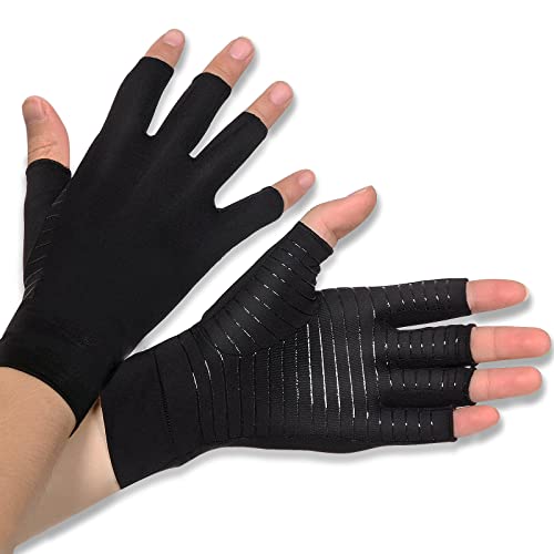 Donfri Arthrose Handschuhe mit Kupfer,Arthritis Handschuhe Kompressionhandschuhe für Schmerzlinderung und Wärme (M)