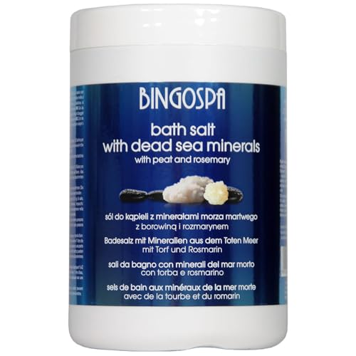 dead sea Anti-Aging Badesalz aus dem Toten Meer mit Torf und Rosmarinextrakt fur Hautbefeuchtung, Rheuma, Knochen- und Gelenkverletzungen 1000 g BINGOSPA
