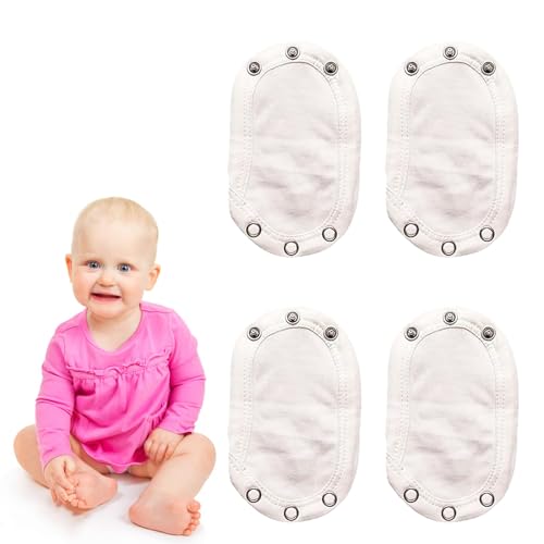 Kotkiddy® 4Pcs Body Verlängerung Druckknopf Baby, Body Verlängerung, Bodysuit Extender Einstellbare Länge Baby, Baumwollstoff für Baby Bodies, 2 Lagen Stoff