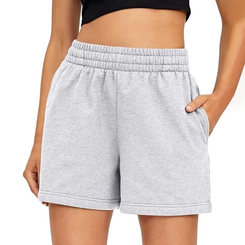 Kurze Hose Damen Shorts Sommerhose Leicht, Kurze Sporthose Laufshorts Trainingshose Frauen Hohe Taille Kurz Laufhose Running Shorts Trainingshose Sportshorts Lässig Urlaub Badeshorts mit Taschen