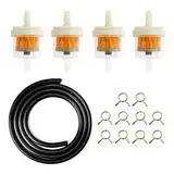 Benzinschlauch Kit, Motorrad Benzinfilter Mofa, Kraftstofffilter Diesel, 1M Inkl Kraftstoffleitung + 4 Stück 5mm Benzinfilter + 10 Stück Schlauchschellen für Auto Motorrad Roller