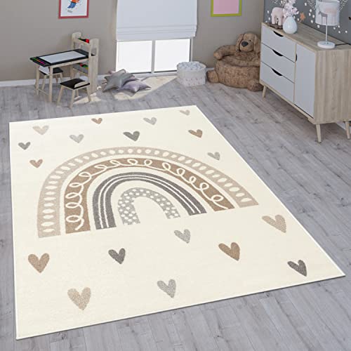 Paco Home Kinderteppich Teppich Kinderzimmer Mädchen Jungs Verschiedene Motive Und Größen, Grösse:80x150 cm, Farbe:Beige