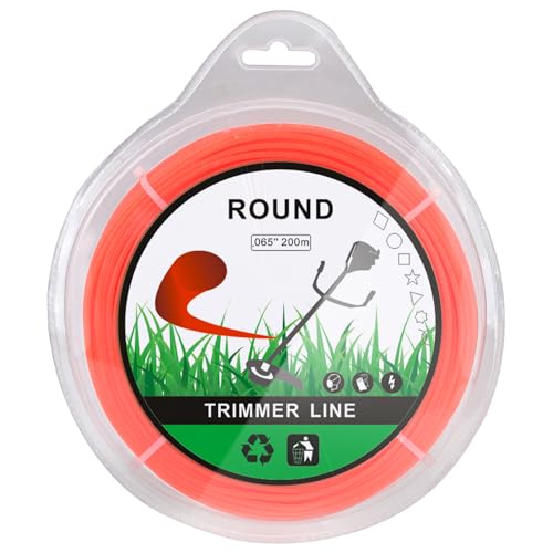 Savior Rasentrimmer Faden 1,6 mm x 200m Mähfaden Trimmerschnur Trimmerfaden Nylon Rasentrimmerspulen Faden Freischneider Fäden für Rasen Unkraut (1,6 mm x 200m, Rund, Orange)