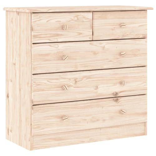 vidaXL Kommode, Sideboard mit 5 Schubladen, Schubladenschrank Schrank für Schlafzimmer Büro, Beistellschrank Flurschrank, Massivholz Kiefer