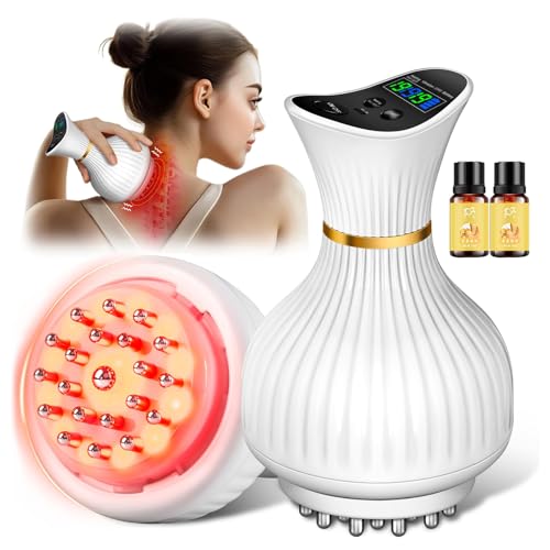 Massagegerät Elektrisch, Rotlicht Heizung Körper Handmassagegerät mit 9-Stufige Temperaturkontrolle und EMS Mikrostromimpulse für Hilft bei Muskelermüdung in Beinen, Rücken, Bauch und Mehr
