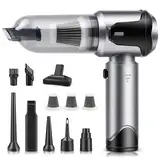 Lupxiu Handstaubsauger Akku Auto Staubsauger Stark 22000Pa Handstaubsauger Kabellos 3-Gang Mini Staubsauger 4 in 1 Autostaubsauger Multifunktionaler für den Auto, Haus, Küche, Tierhaare Grau
