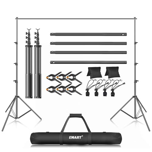 EMART Foto Hintergrund Ständer Kit, 3m x 3,6m Verstellbares Fotostudio Hintergrund Ständer, Foto Hintergrundsystem für Fotografie, Video, Porträt und Produktfotografie