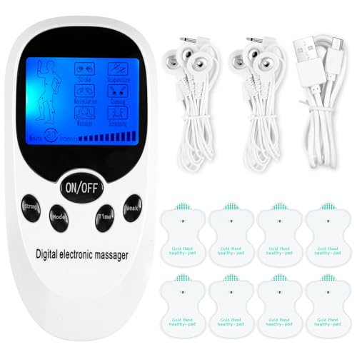 flintronic TENS Gerät Schmerztherapie Reizstromgerät mit 2 Kanäle, 6 Modi und 11 Intensitäten, TENS/EMS Gerät Schmerztherapie Muskelstimulator für Bein, Rücken, Schulter, Nacken (Weiß)