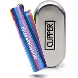 GESCHENKFREUDE Clipper Feuerzeug mit Gravur - Rainbow Clipper aus Metall - Feuerzeug Geschenkidee - Gasfeuerzeug - individuelle personalisierte Geschenke zu Weihnachten - Clipper Adventskalender 2024