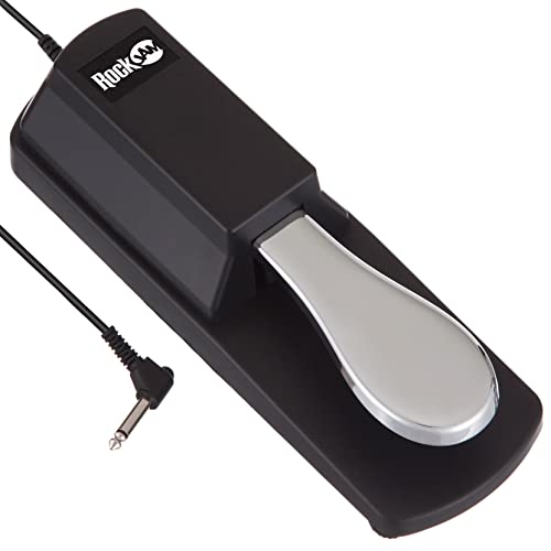 Rockjam Sustain Pedal für digitale Klaviere und elektronische Tastaturen mit Polaritätsschalter,Black