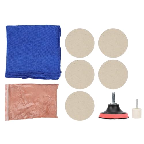 Glaspolierset, Kratzerentferner, Fensterreparatur, 100 G Ceroxid-Polierpulver, Polierpad und Rad, Polierpads