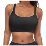 DABASHAN Damen Bikini Top Bikini Oberteil Schnell Trocknend Padded Swimsuit Push Up Bikini Top Sport Swim Oberteil Rückenfrei Bikinioberteil Workout Swimwear Strandkleidung (Black-2, L)