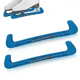 Cyrank 1 Paar Sport Hockey Blade Guards, Eishockey Skate Blade Guards Kunststoffabdeckung Mit Spring Ice Skating Protector Für Kinder Erwachsene Eiskunstlaufschuhe(Blau)