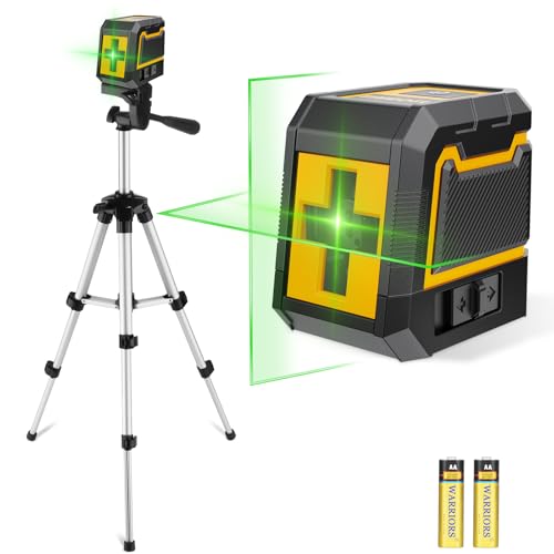Kreuzlinienlaser mit Stativ,ASOBRIS Laser-Wasserwaage Selbstnivellierend Linienlaser Grün, Vertikale und Horizontale Laser Level für Baustellen und Heimwerkerprojekt Batterie Enthalten (Grün)