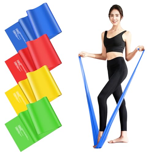 4er-Set 1.5M Lang Fitnessbänder Widerstandsbänder in 4 Stärke, 100% Naturlatex Fitnessband Gymnastikband für Crossfit, Muskelaufbau, Yoga, Pilates für Männer und Frauen