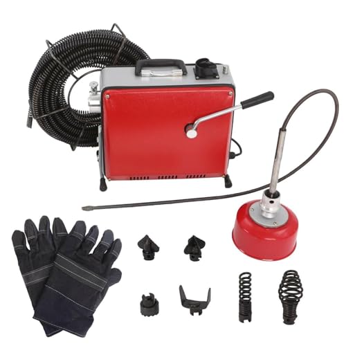 KingSaid Elektrische Rohrreinigungsmaschine 500W Abflussreiniger Spirale 220V Rohrreiniger Kanalreinigungsmaschine geeignet für Ø20-200 mm Rohrleitungen mit Ø10mm 16mm Spiralen