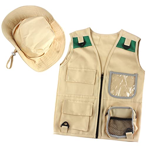 Vycowb Outdoor-Abenteuer-Kit, Khaki -Weste und Hut für Junge Kinder Bequemes und Langlebiges EntdeckerkostüM Rollenspielspielzeug