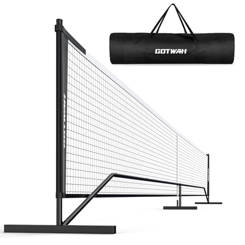 GOTWAH Tragbares Pickleball-Netz, 6,9 m Pickleball-Netze mit stabilem Metallrahmen und starkem PE-Netz für jedes Wetter, Outdoor-Übungsnetz mit Tragetasche für Auffahrt, Park, Hinterhof, Strand oder