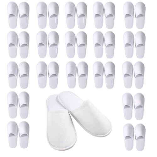 Gziztx Hotelslipper 20 Paar Weiße Einweg-Hausschuhe Gästehausschuhe Set, 5MM Universalgröße, für Spa, Hotel, Zuhause, Damen und Herren