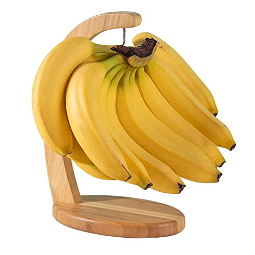 Peosevi Bananenhalter Holz, Bananenständer, Bananenhaken Mit Ovaler Basis, Bananen Aufhänger Um Bananen Frisch Zu Halten, Für Wohnzimmer, Küche