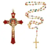 WANDIC Kreuz Set mit Kruzifix, Kreuz Halskette mit Rosenkranz, Kreuz Zum Aufhängen, Wandkreuz, Christliches Wandbehang Kreuz Wand, Jesus Kathlisches Dekor für Zuhause Beten, Innendekoration, Kommunion