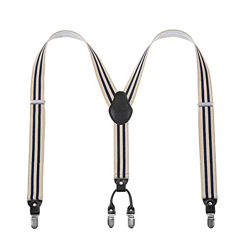 Lafayon Hosenträger Herren mit 4 Clips, Y-Back 3,5 cm Breit Hosenträger Heavy Duty Verstellbar und Elastisch mit Starken Metallclips