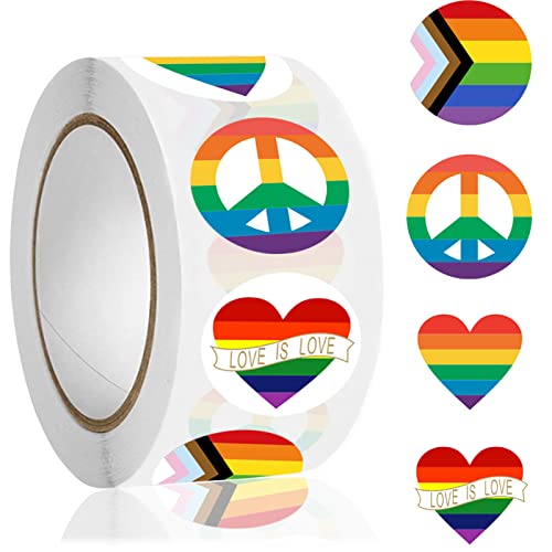 LGBTQ Regenbogen-Aufkleber, 500 Pride-Aufkleber, vier verschiedene Formen von Homosexuell Pride-Aufklebern Pride Accessoires Farbparty Dekorationen Clipbook Laptop Pride Month Party LGBTQ Party