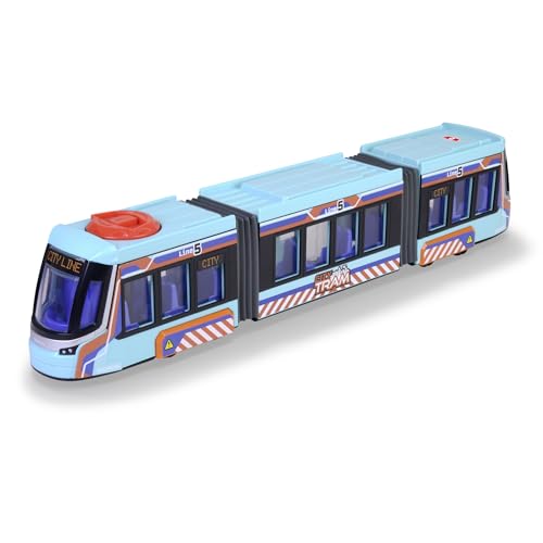 Dickie Toys - Spielzeug-Fahrzeug Siemens City Tram (41,5 cm) - große Straßenbahn mit Rädern für Kinder ab 3 Jahren, Modell-Bahn mit Freilauf, Lenksteuerung & Türen zum Öffnen