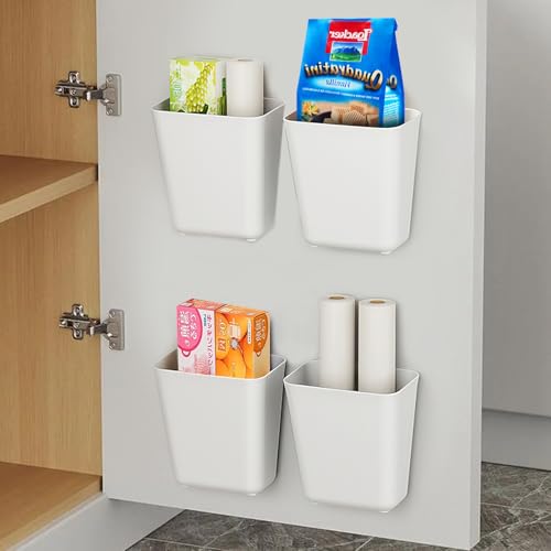 Zikenis 4 Stück Selbstklebende wandmontierte Aufbewahrungsbox,Badezimmer Organizer,Küchenschranktür-Aufbewahrungsbox,für Schrank,Badezimmer,Kühlschrank Kleine Gegenstände Organizer