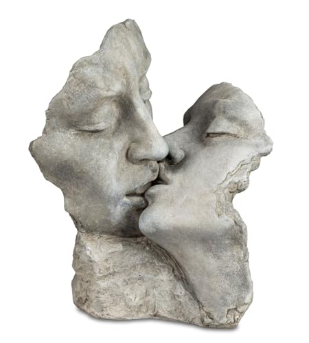 formano Gartenfigur Büste Paar Zementstein Antik-Optik 28 x 22cm Skulptur Statue Dekoration Innen Außen Wetterfest Schwer Robust Kunststein Geschenkidee Pärchen Liebespaar