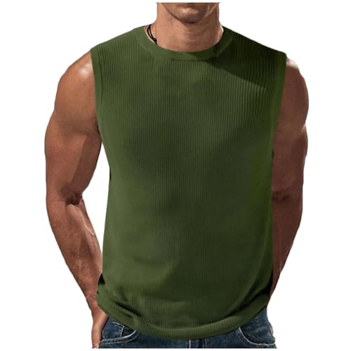 Tank Top Herren Sommer, Tank Shirt Herren Weiß, Slim Fit ÄRmelloses Muskelshirt Fitness Sport Unterhemd Leicht Atmungsaktiv TräGershirts Hochwertige Nachhaltige Tee Top Muscle-Shirt