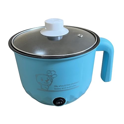 kowaku Elektrischer Hot Pot, Elektroherd, antihaftbeschichtet, Reisekocher, Trockenschutz, Ramen-Kocher, Küchenkochgeräte zum Kochen, Ramen, Blau