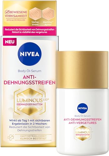 NIVEA LUMINOUS630® Body Öl-Serum Anti-Dehnungsstreifen, Körperöl reduziert die Sichtbarkeit von Dehnungsstreifen, hochwirksame Öl-Serum Formel und spendet 48h Feuchtigkeit (100 ml)