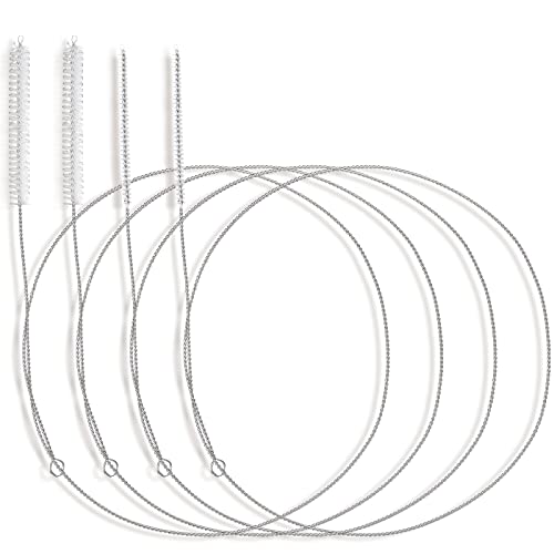 Prasacco 4 Stück Schlauchbürste, Reinigungsbürste Edelstahl 1 m Flaschenbürste Extra Lange Bürste Schlauchbürste Reinigungsbürste Rohrbürste für Strohhalmrohr, Schlauch, Flaschen, Kühlschrankablauf