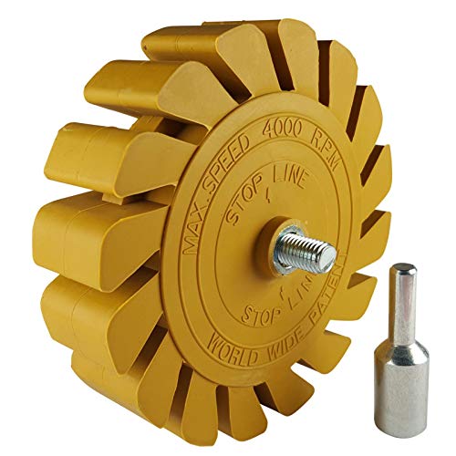 Lamellen-Folienradierer Ø 100mm incl. Adapter - Einfaches entfernen von Aufklebern und Folien auf nahezu jeden Untergrund wie z.B. Auto, Motorrad, Boot, Möbel oder Holz