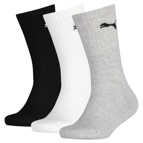 PUMA Unisex Kinder Crew Socken, Grey/white/black, 31-34 EU