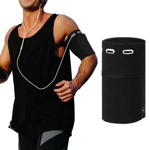 1 Stück Handy Armband Joggen Universal Sportarmband Handyhalter Joggen 26,9–29,9 Cm Armumfang Armband Handyhalterung mit Kopfhörerloch, Passend für Alle Handys zum Radfahren,Fitness-Schwarz(Schwarz)